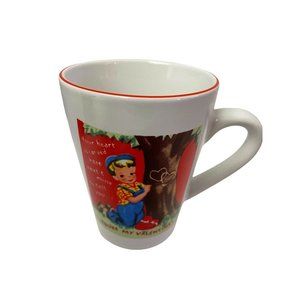 Rosanna Your My Valentine Coffee Mug Tea Boy Writing Hearts Tree 4 1/2" x 3 1/2"